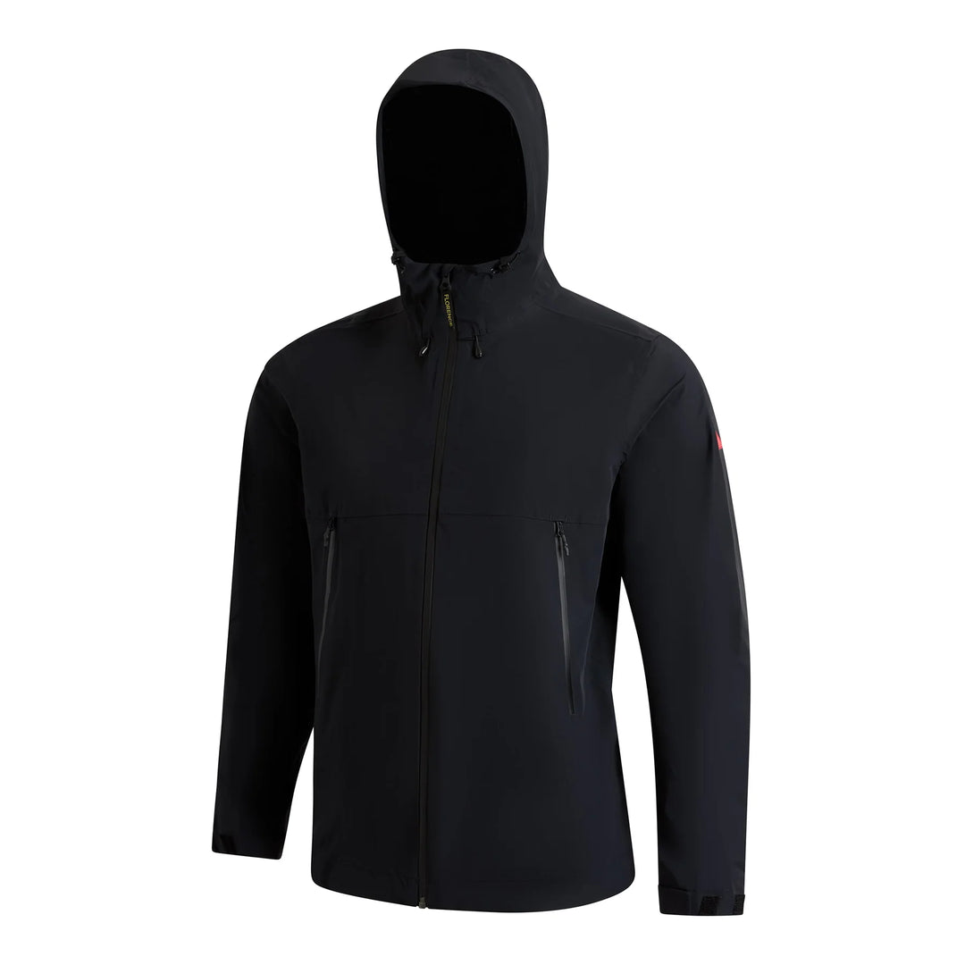 Florence Black jacket with a hood on a white background