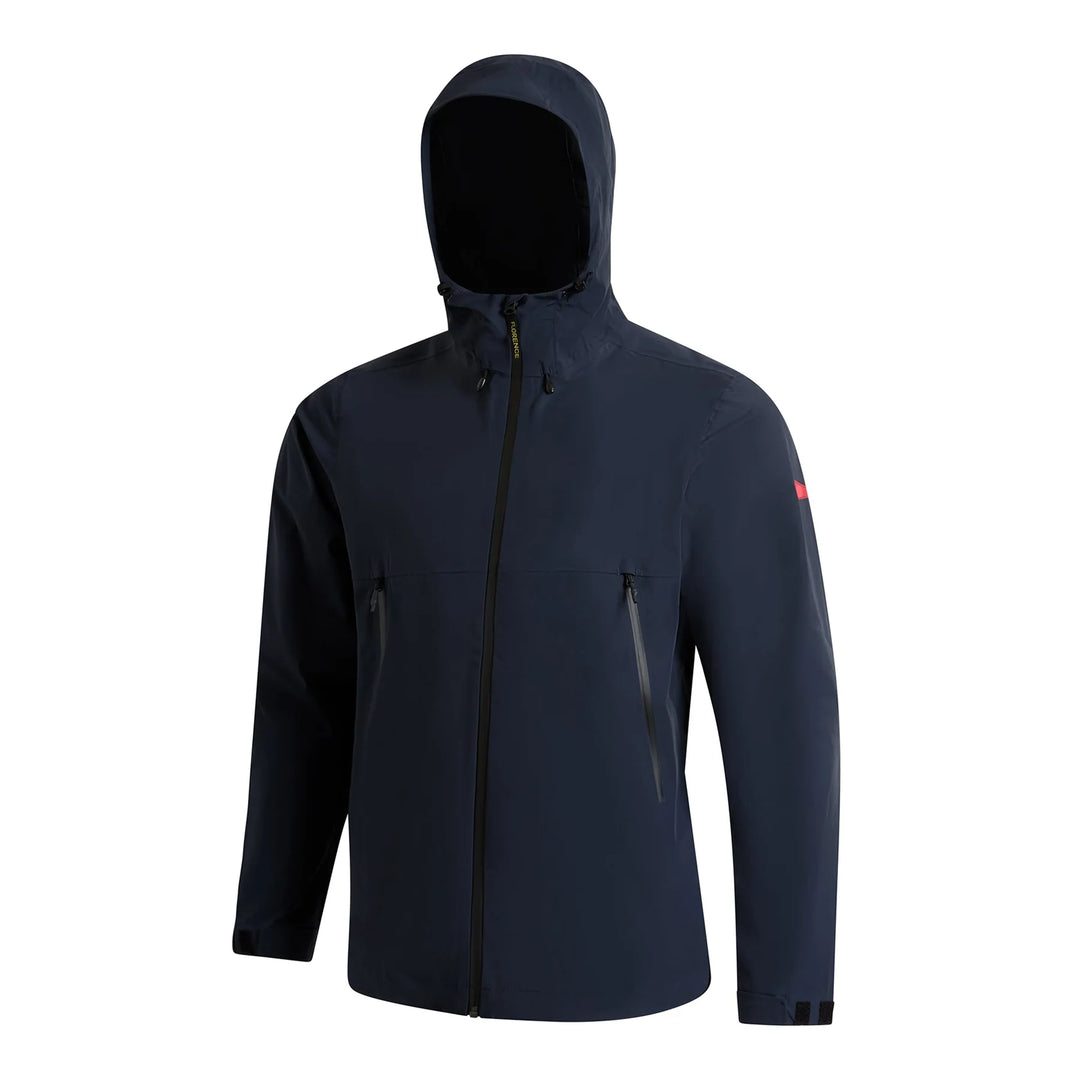 Florence Navy blue raincoat with a hood on a white background